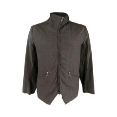 PAUL HARNDEN 44 Dark Gray Glenplaid Wool Pointed Hem Zip Jacket