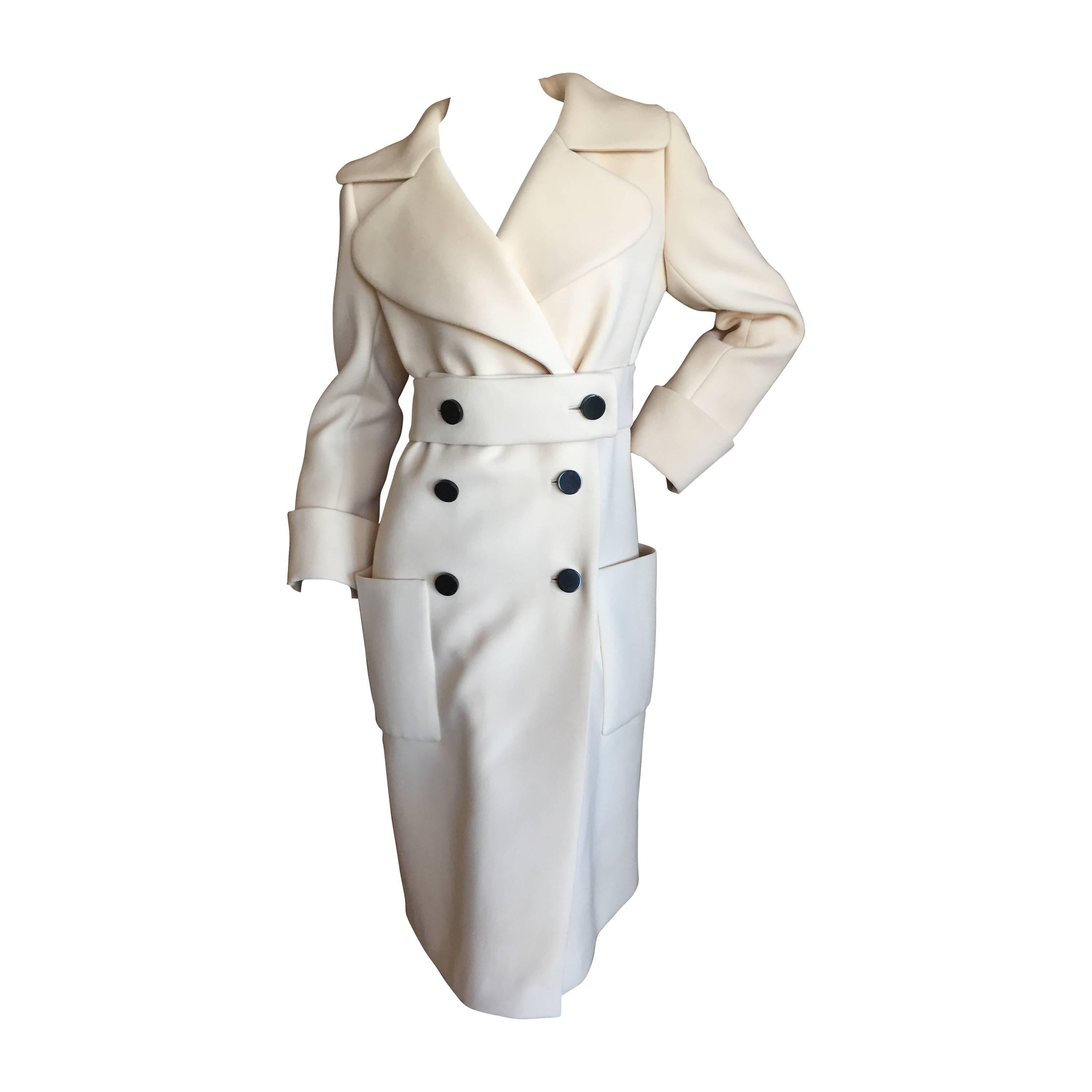 Norman Norell 1960 Ivory Coat with Wide Belt