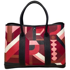Hermes Garden Party 35 Hand Painted Geometric Print Tote 