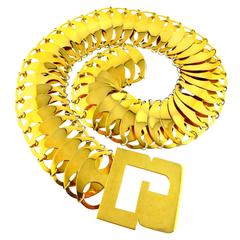 Paco Rabanne Gold Metal Link and Cut Out R Buckle Chain Belt 9