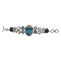 Sterling Artisan Semi Precious Face Bracelet 6