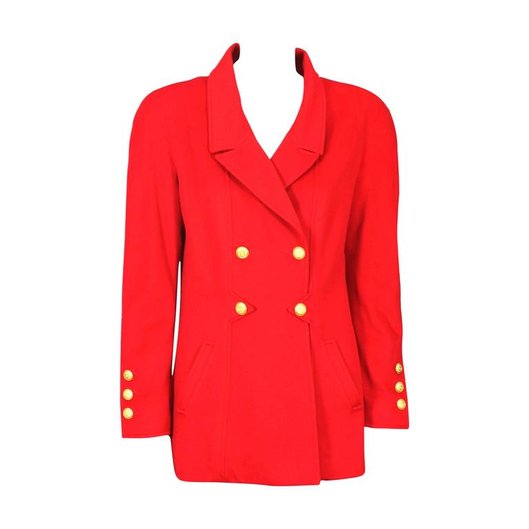 Chanel Red Cashmere Jacket For Sale at 1stdibs