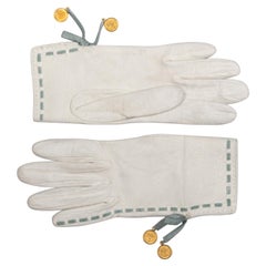 Hermes Vintage White Ladies Gloves Size 6 with Box