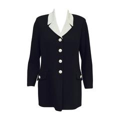 St. John Evening Black Jacket With Crystal Buttons and Studded Collar