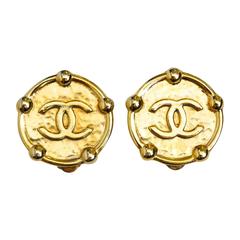 1980s Gold Chanel "CC" Clip Earrings