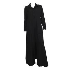 Gustave Tassell 1960 black silk long coat size 12. 11
