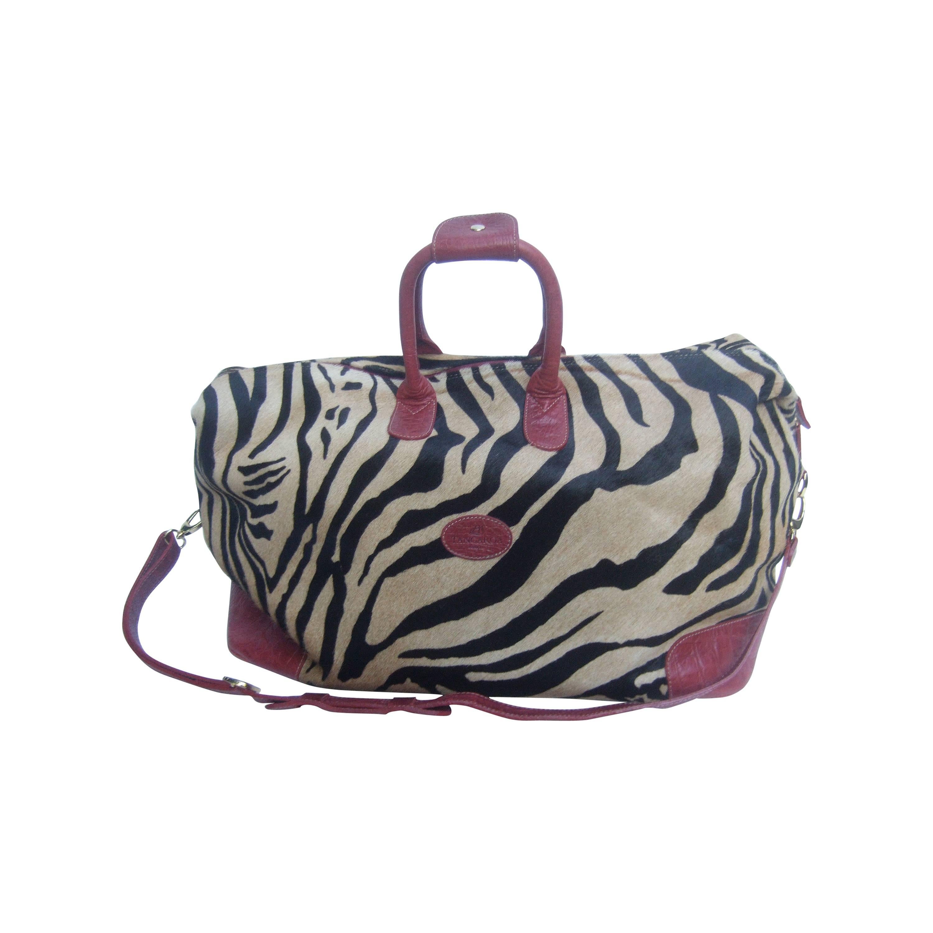 Exotic Zebra Pony Hair Travel Bag by Tangarora Made in Italy
