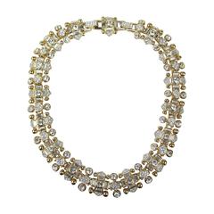 "Jeweler's Collection" Swarovski Crystal Gold Gilt Choker Necklace New Old Stock 10