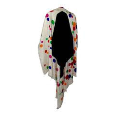 Magnificent Vintage Saint Laurent Silk Color Dot Shawl / Scarf YSL 5