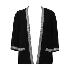 Norman Norell - Veste en laine noire avec bordure en strass, années 1960