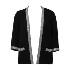 1960's Norman Norell Black Wool Jacket with Rhinestone Trim 11