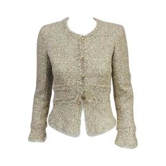 Chanel 2005 Spring Multi Color Tweed Jacket With Metallic Gold ...