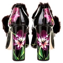 New Dolce & Gabbana Patent Leather Mink Pumps Heels Fall 2016 Sz 38.5