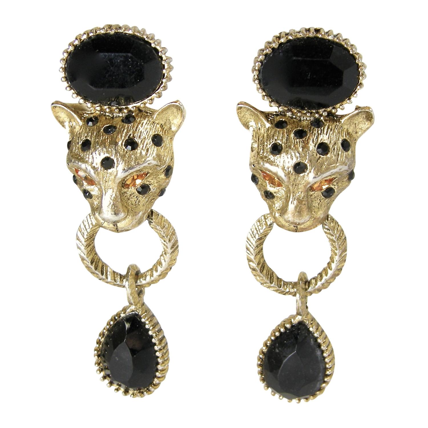 Vintage 80s Signed Graziano Leopard Earrings at 1stdibs