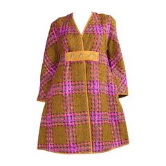 Vintage 1960s Bonnie Cashin Wool Coat with Suede Trim