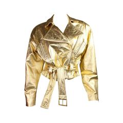 1990's Emanuel Ungaro Metallic Leather Bomber Jacket