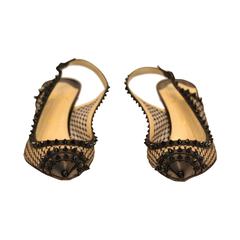 Christian Louboutin Schwarzer Kitten Heel Slingback