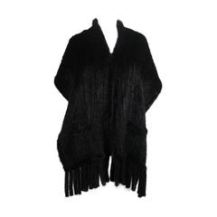 Dark Brown Ranch Mink Stole with Fringe and Pockets 2