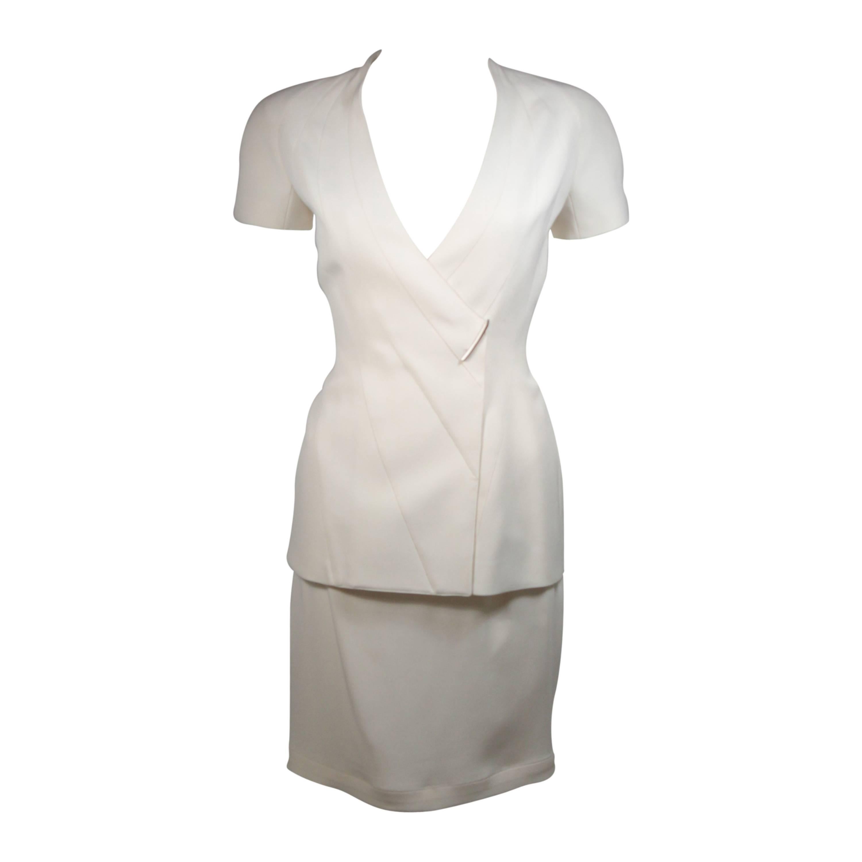 Thierry Mugler Couture Ivory Skirt Suit Size 38 36