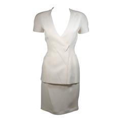 Theirry Mugler Couture Ivory Skirt Suit Size 38 36 4