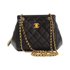1990s Chanel Black Quilted Lambskin CC Shoulder Bag