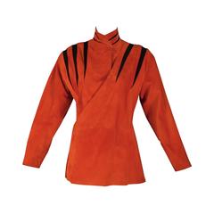 1980s Red & Black Suede Mario Valentino Jacket