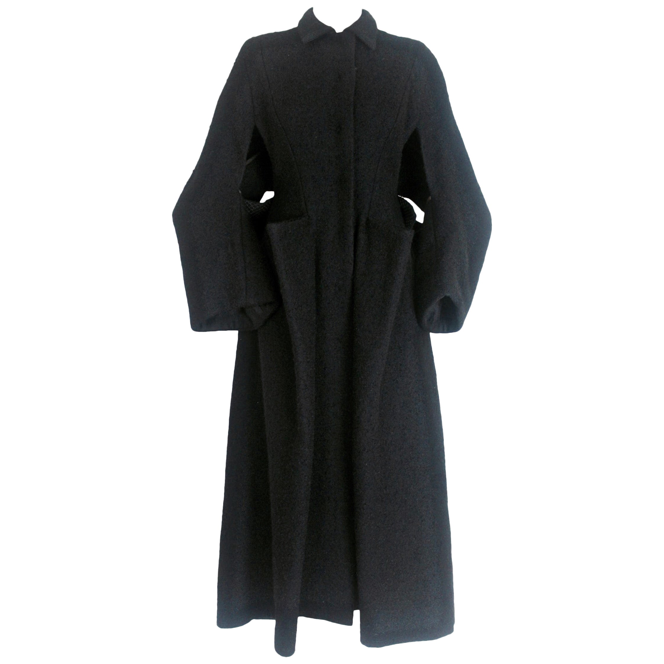 Yohji Yamamoto +Noir Navy Coat with Oversize Pockets For Sale at 1stDibs