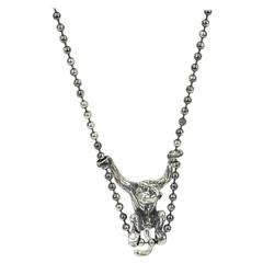 Swinging Sterling Silver Monkey on Long Chain Necklace 8