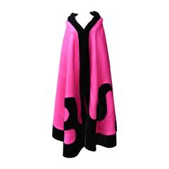1980s Emanuel Ungaro Haute Couture Pink and Black Large Scarf