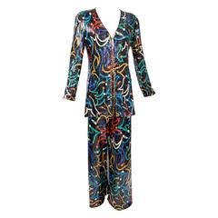 1970s Missoni Colorfull Sequin Pant Suit 6