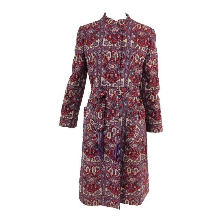Tapestry coat in a Moorish design pattern Saks 5th Ave. 1960s at