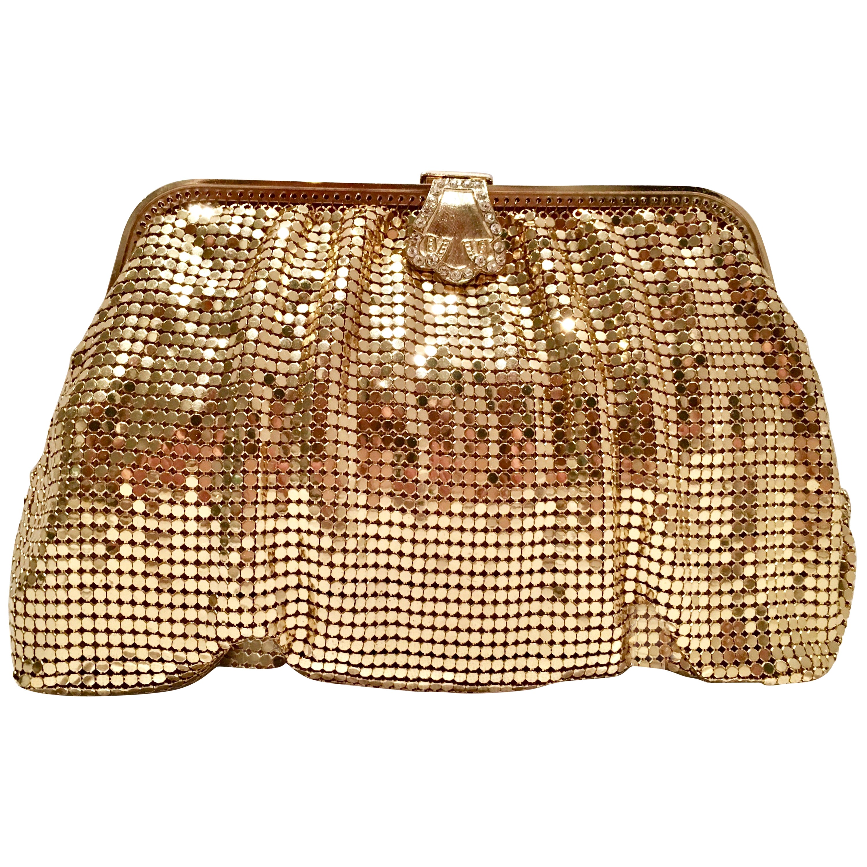 Whiting and Davis Fully Lined Gilded Gold Hardware Mesh Drawstring
