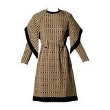 Adele Simpson Vintage 1960s Geometric Wool Dress + Scarf Set 2-Piece Ensemble