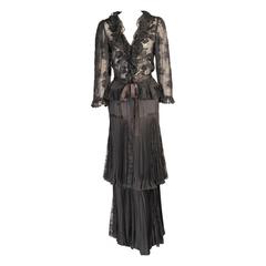 Emanuel Ungaro HauteCouture Romantic Black Lace & Silk Ensemble 11