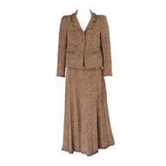 Chanel Numbered Haute Couture Braid & Fringe Trimmed Tweed Suit