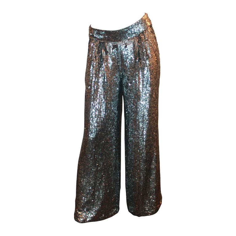 silver sequin pants