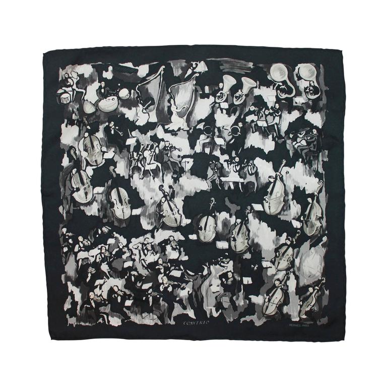 hermes black and white scarf