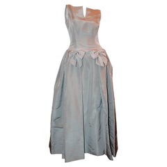 Vintage Oscar de la Renta Taupe Silk Taffeta Ball Gown - 12