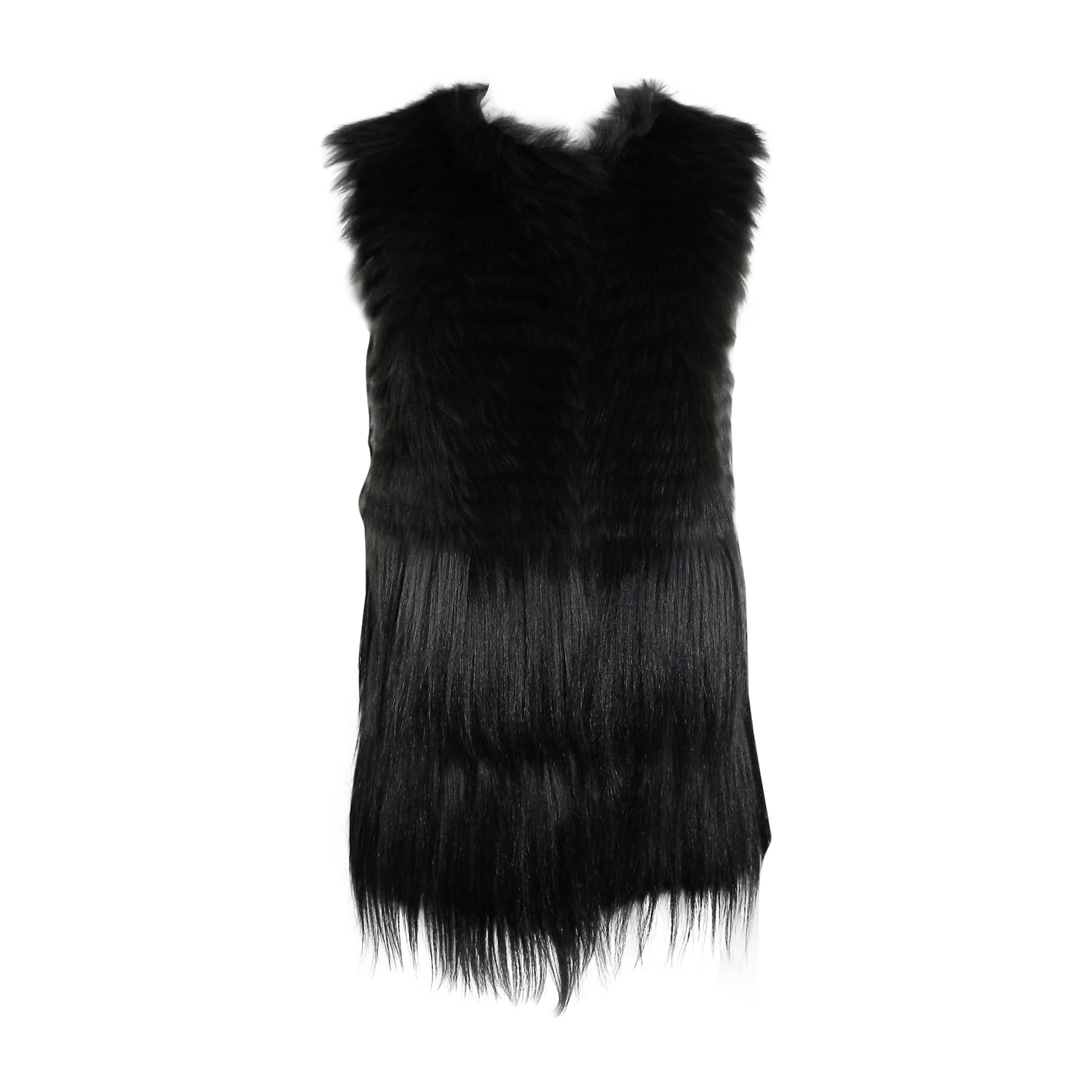 PRADA fall 2014 Black Dyed Sheep Fur Vest / coat