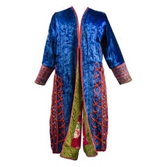 Coat in Blue velvet Embroidered with Wool - Turkmenistan Circa 1950/1970