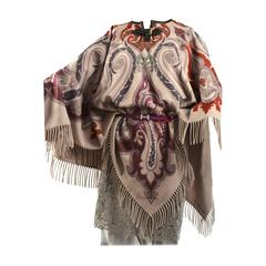2.8k ETRO LEATHER TRIMMED CASHMERE CAPE PANCHO JaneFinds