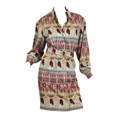 1970s Hermés Linen and Silk Dress