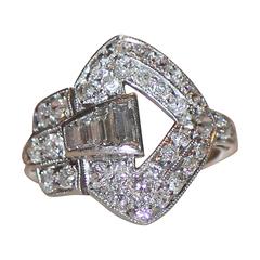 American Platinum Diamond Art Deco Ring c1920s by the Drosten Jewelery Company