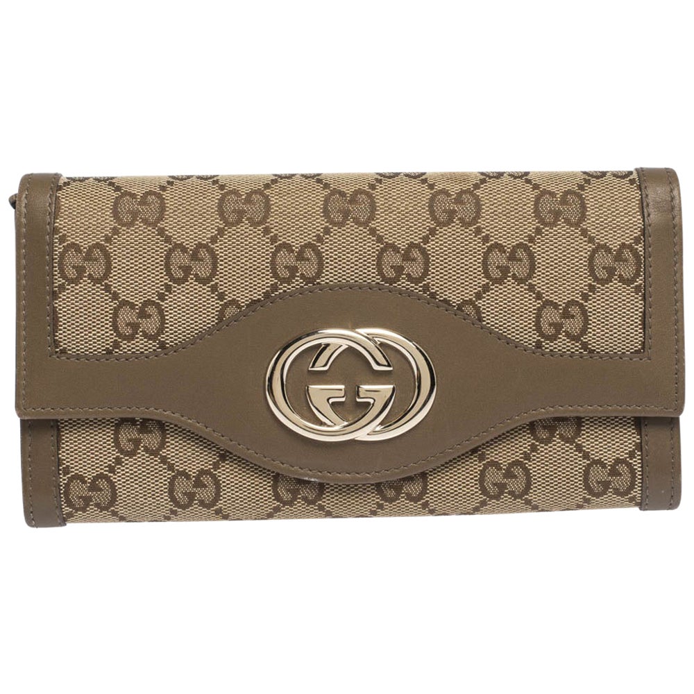 Gucci Wristlet Zip Pouch Vintage Web Canvas For Sale at 1stDibs