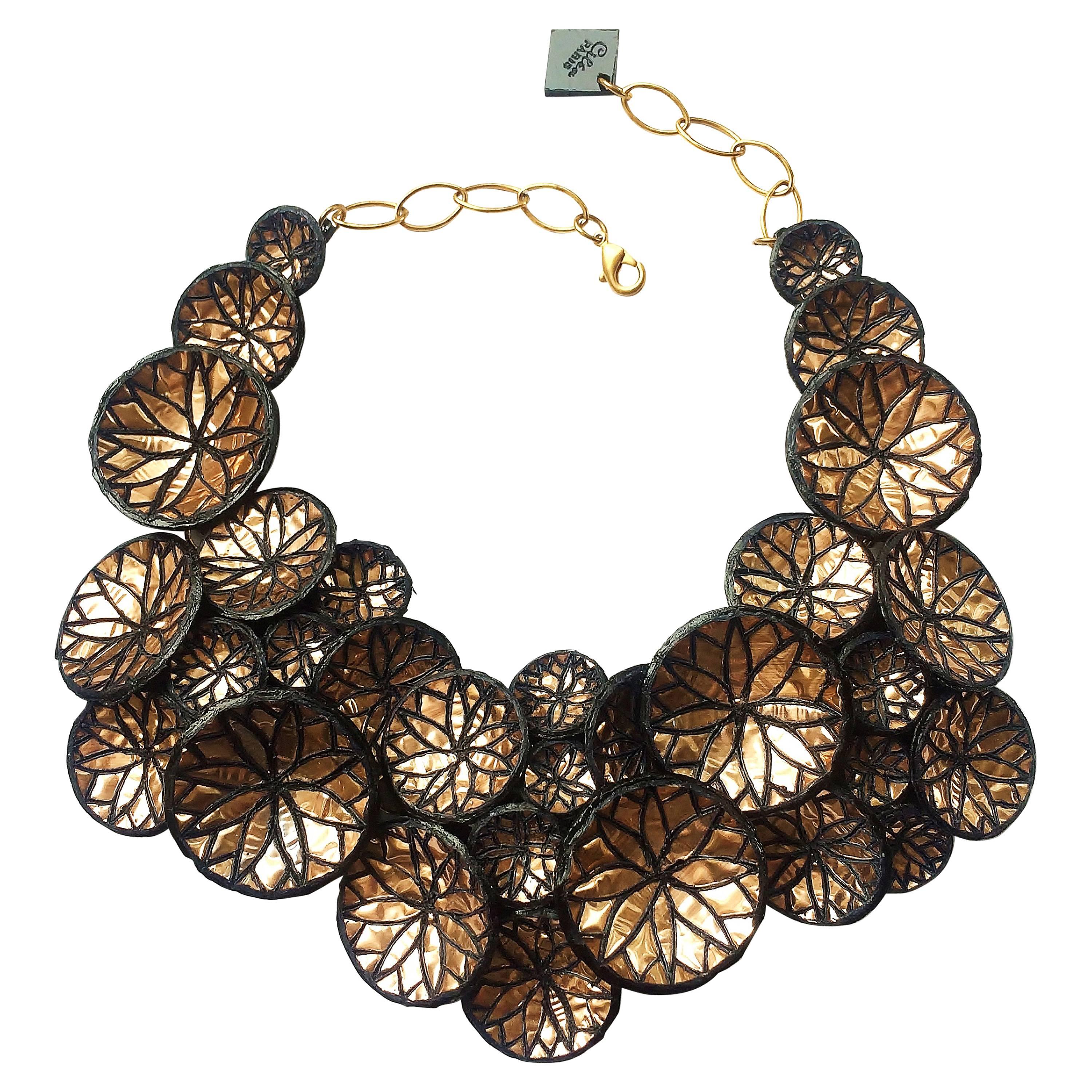 Dramatic contemporary French metallic resin collar by Cilea