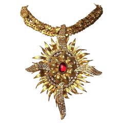 Exceptional gilt and paste starburst pendant necklace,c.1960s, attributed to CIS 12