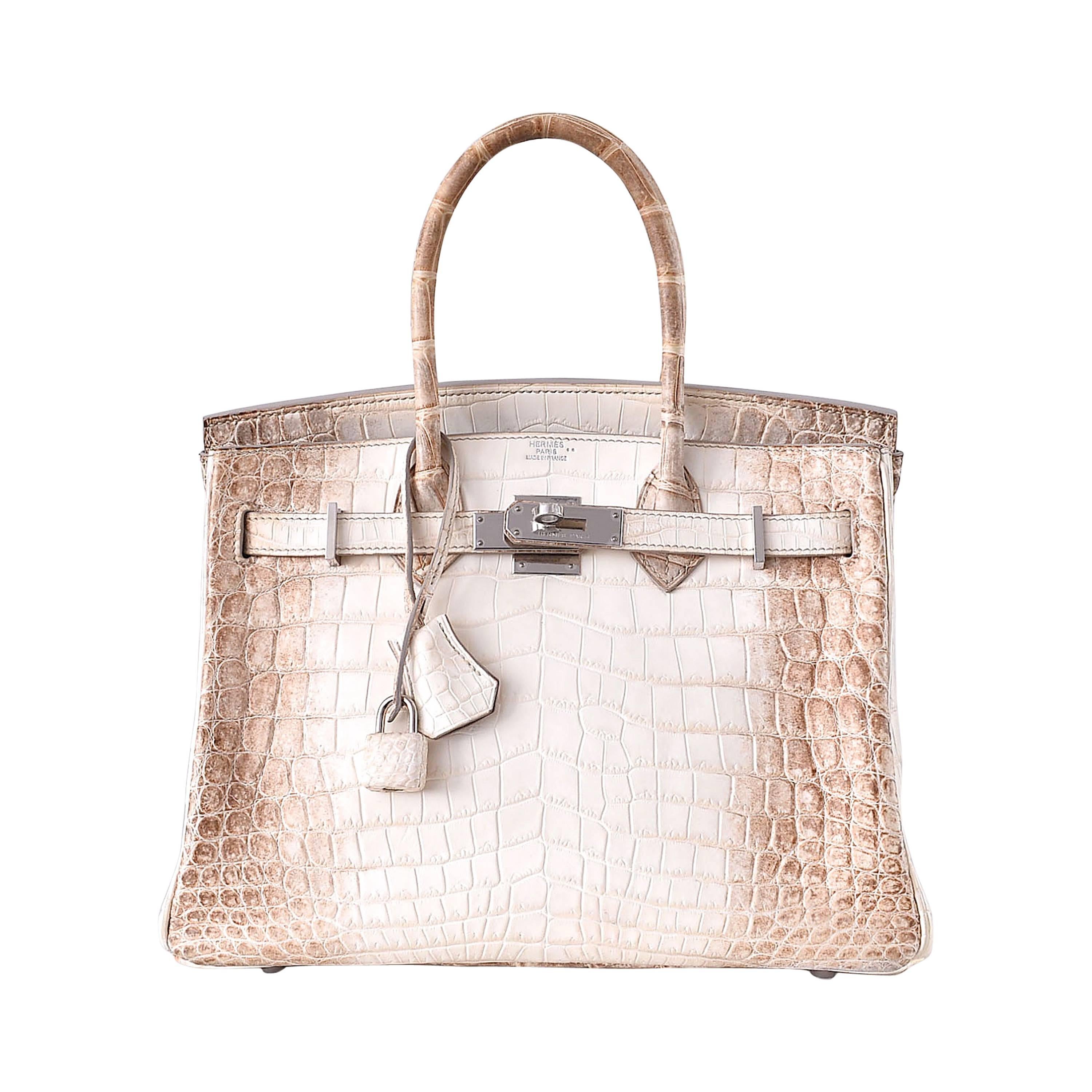 HERMES BIRKIN BAG 30cm HIMALAYAN WHITE NILOTICUS CROCODILE stamp M JaneFinds