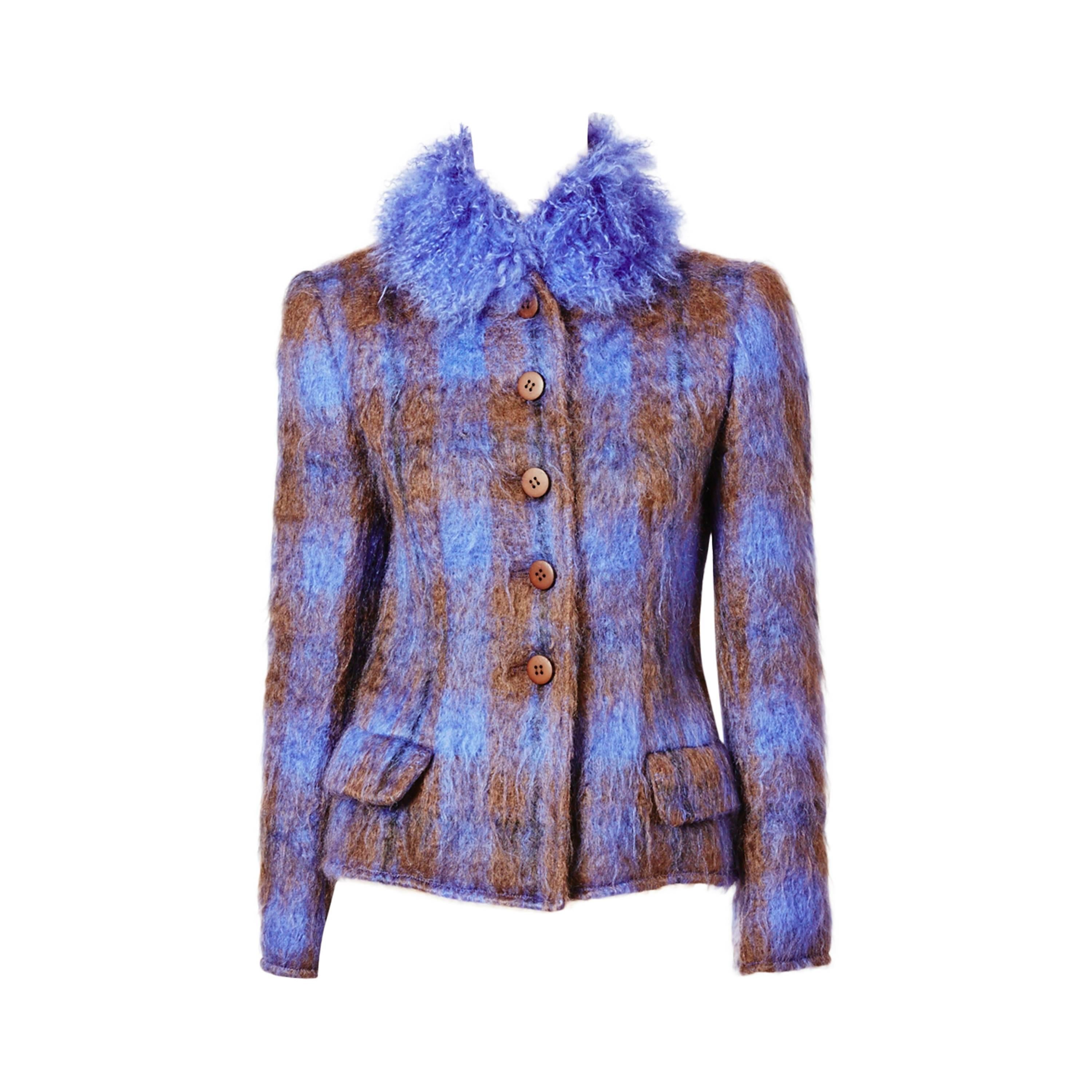 Valentino Plaid Mohair Fitted Jacket