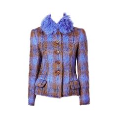 Valentino Plaid Mohair Fitted Jacket