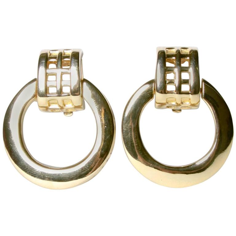 Unworn Signed Givenchy Vintage Gold Clip Back Earrings For At Unworn Signed Givenchy Vintage Gold Clip Back Earrings For
